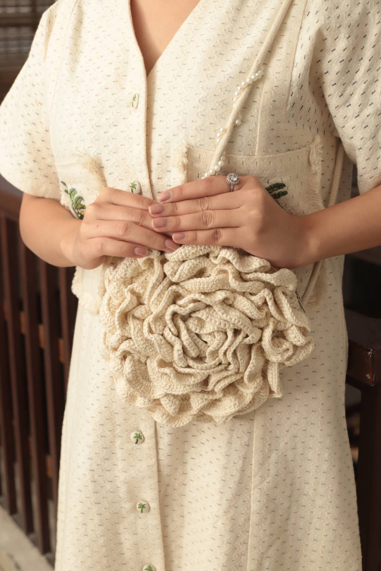 3D Floral Crochet Sling Bag for Women