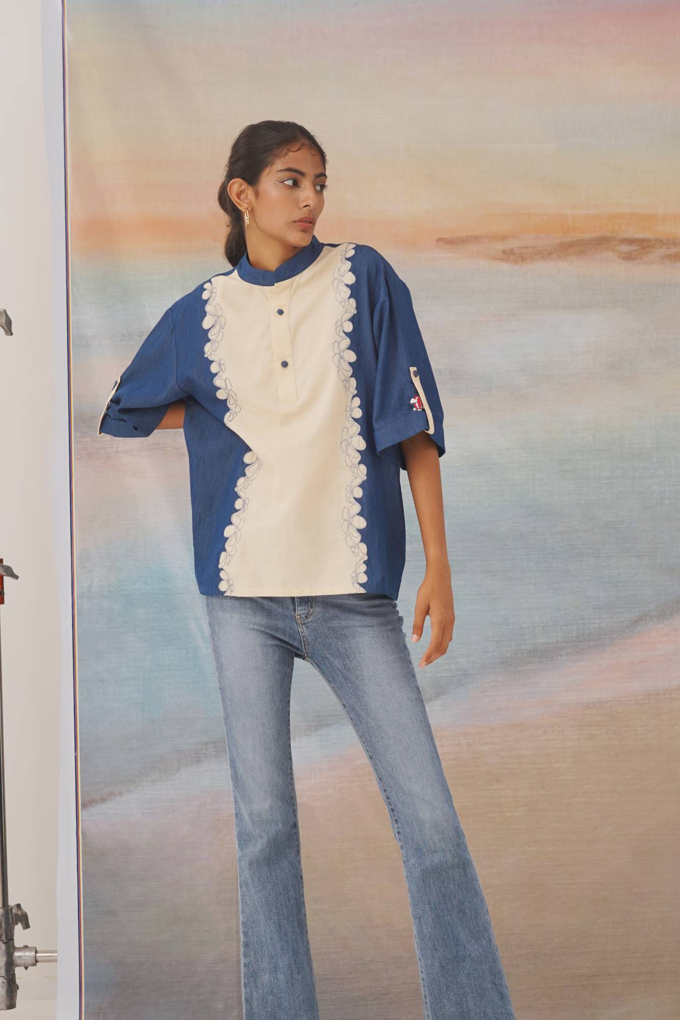 Nevis Cotton Linen-Denim T-shirt