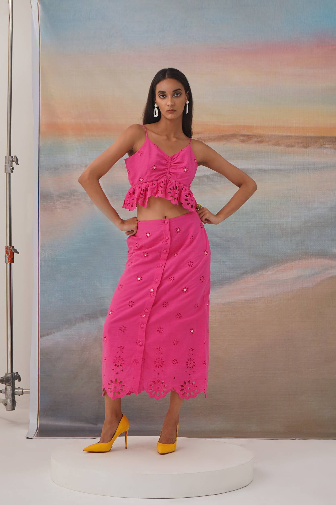 Jiufen Cotton Schiffli Co-ord Set