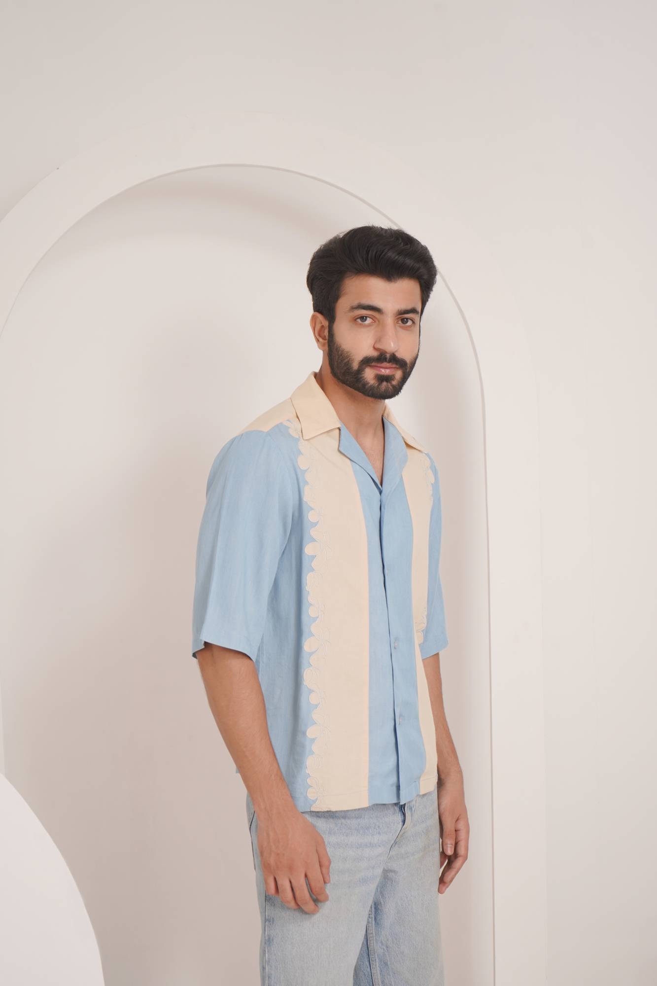 Velas Cotton Linen-Denim Shirt