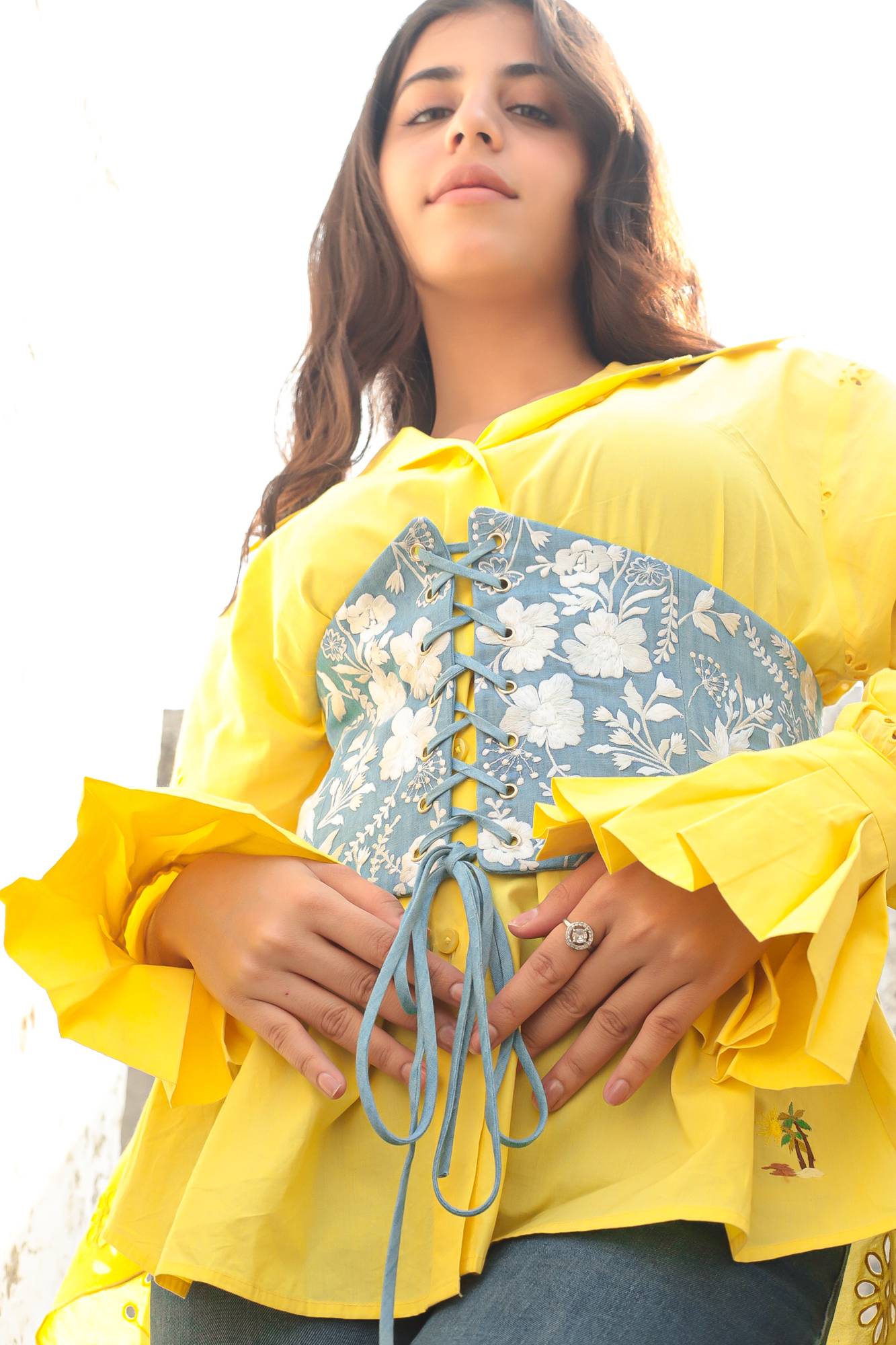 Denim Embroidered Belt for Women