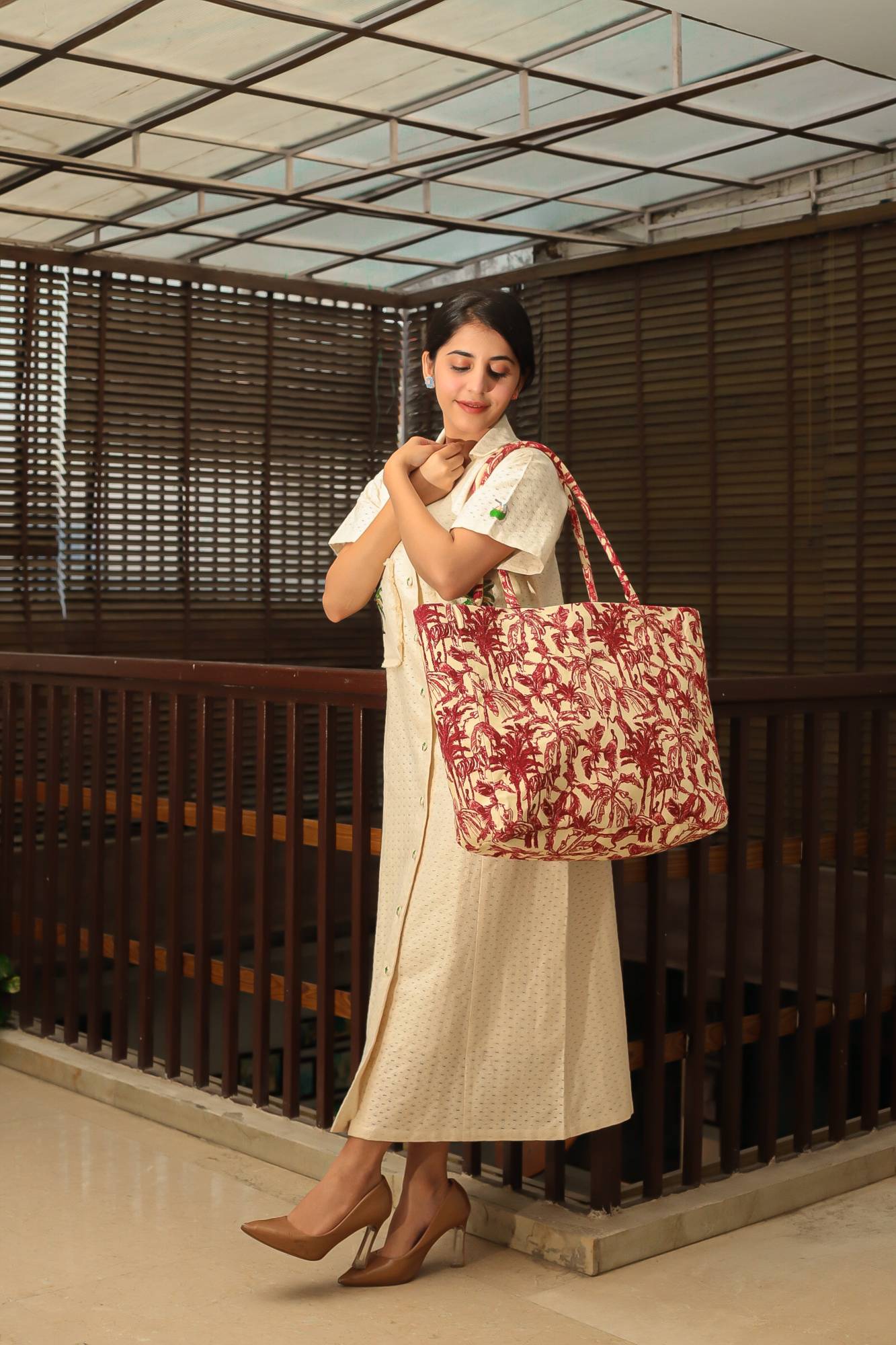 Printed Canvas Tote Bag for Women