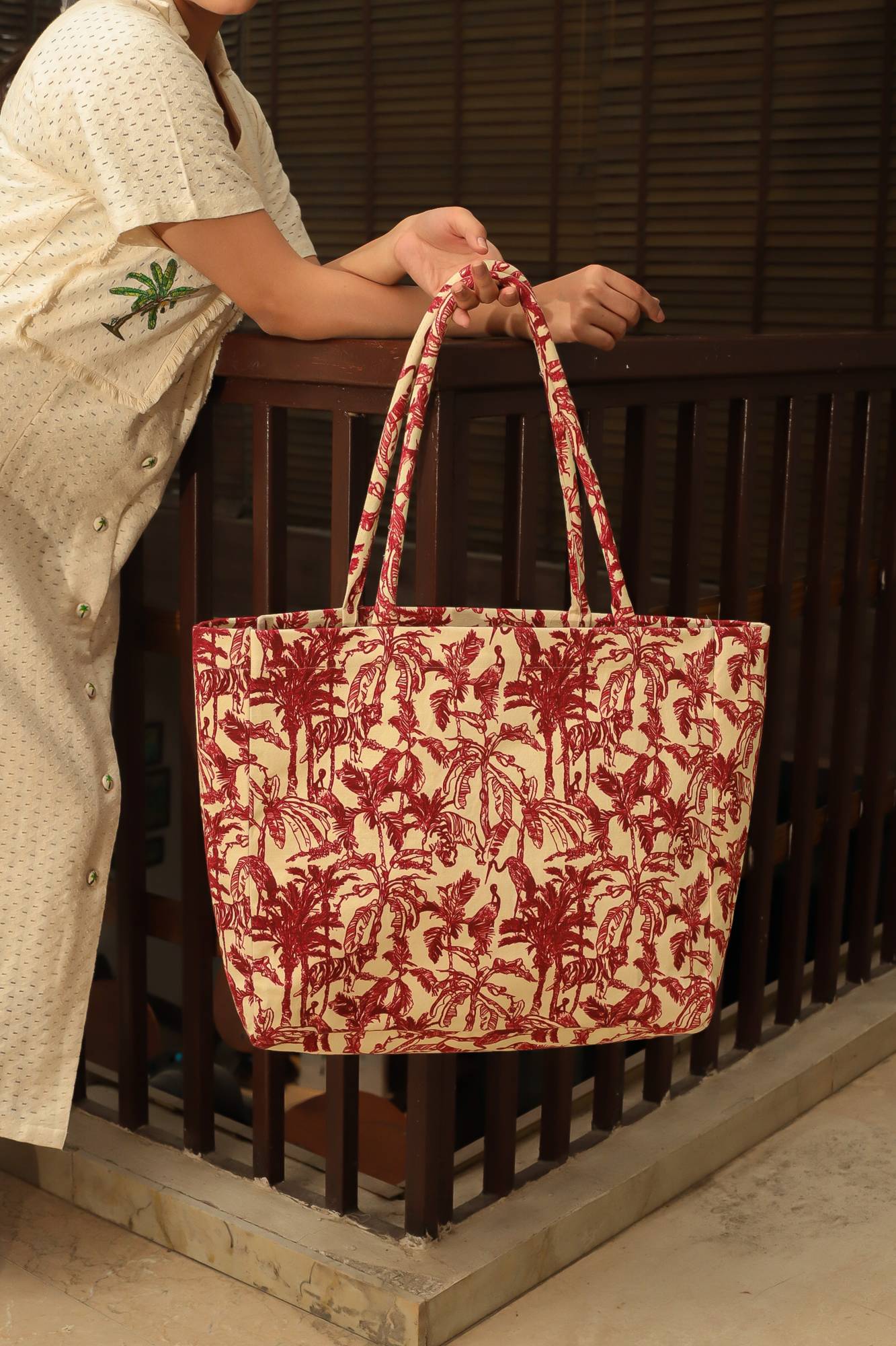 Printed Canvas Tote Bag for Women