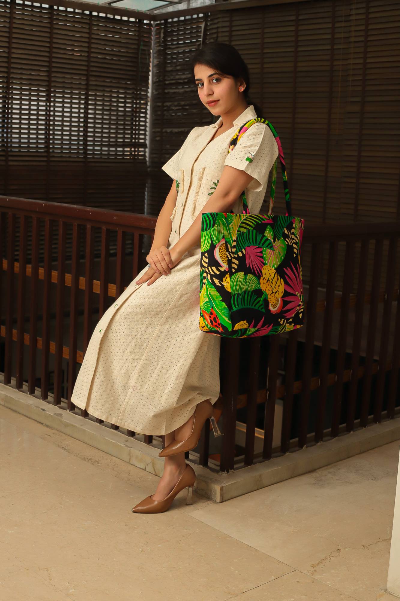 Printed Canvas Tote Bag for Women