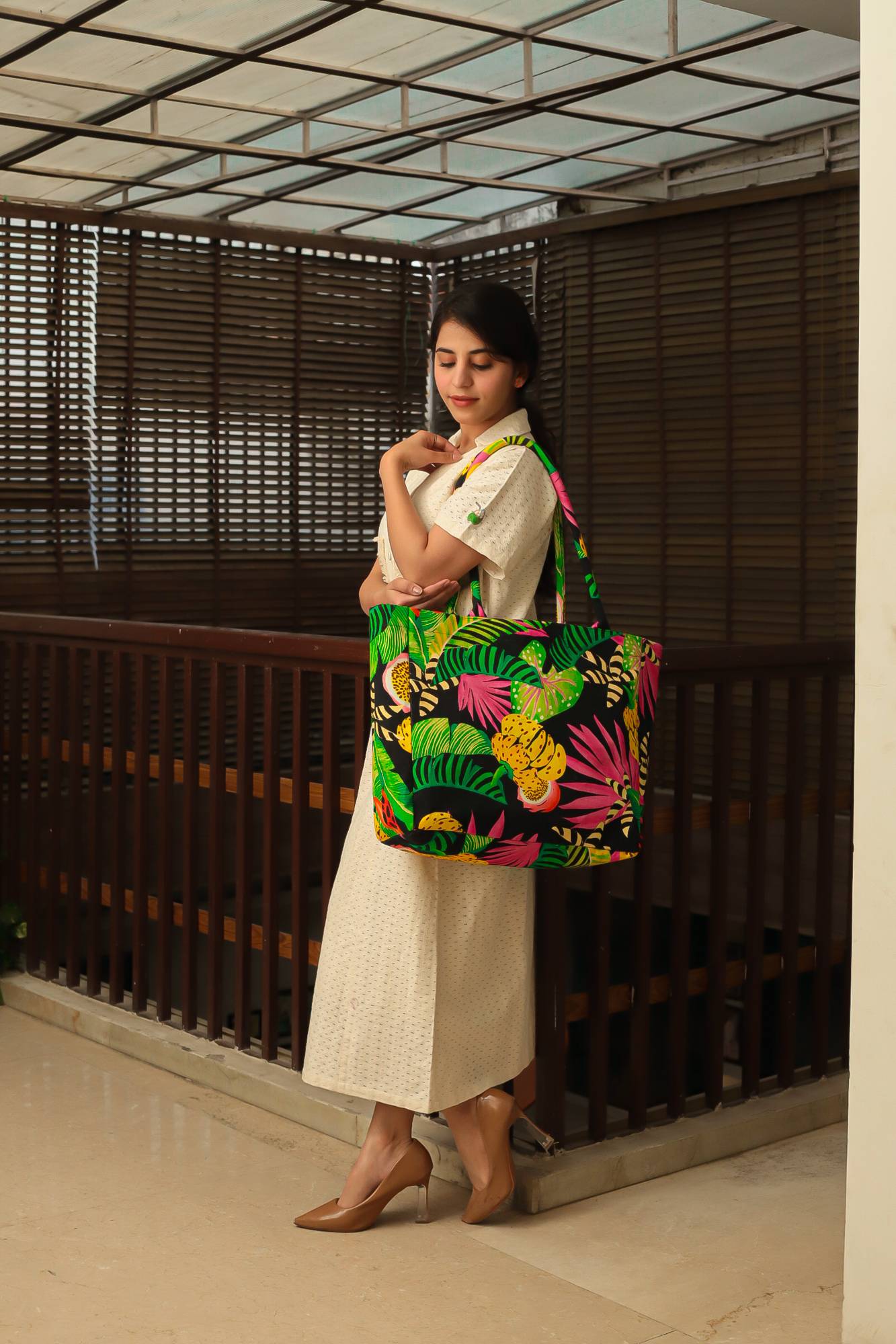 Printed Canvas Tote Bag for Women
