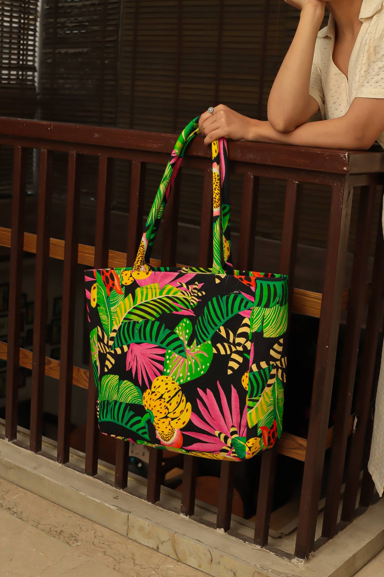 Printed Canvas Tote Bag for Women